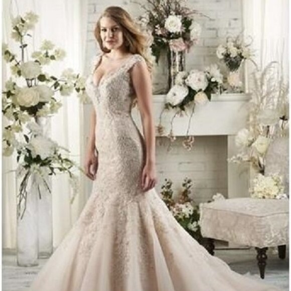 NEW BACKLESS Sexy Wedding Dress, BLING Rosegold trumpet Mermaid Fit&Flare $4999 - Picture 2 of 10